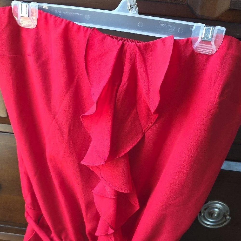 Express Red Ruffled Jumpsuit - Picture 4 of 8
